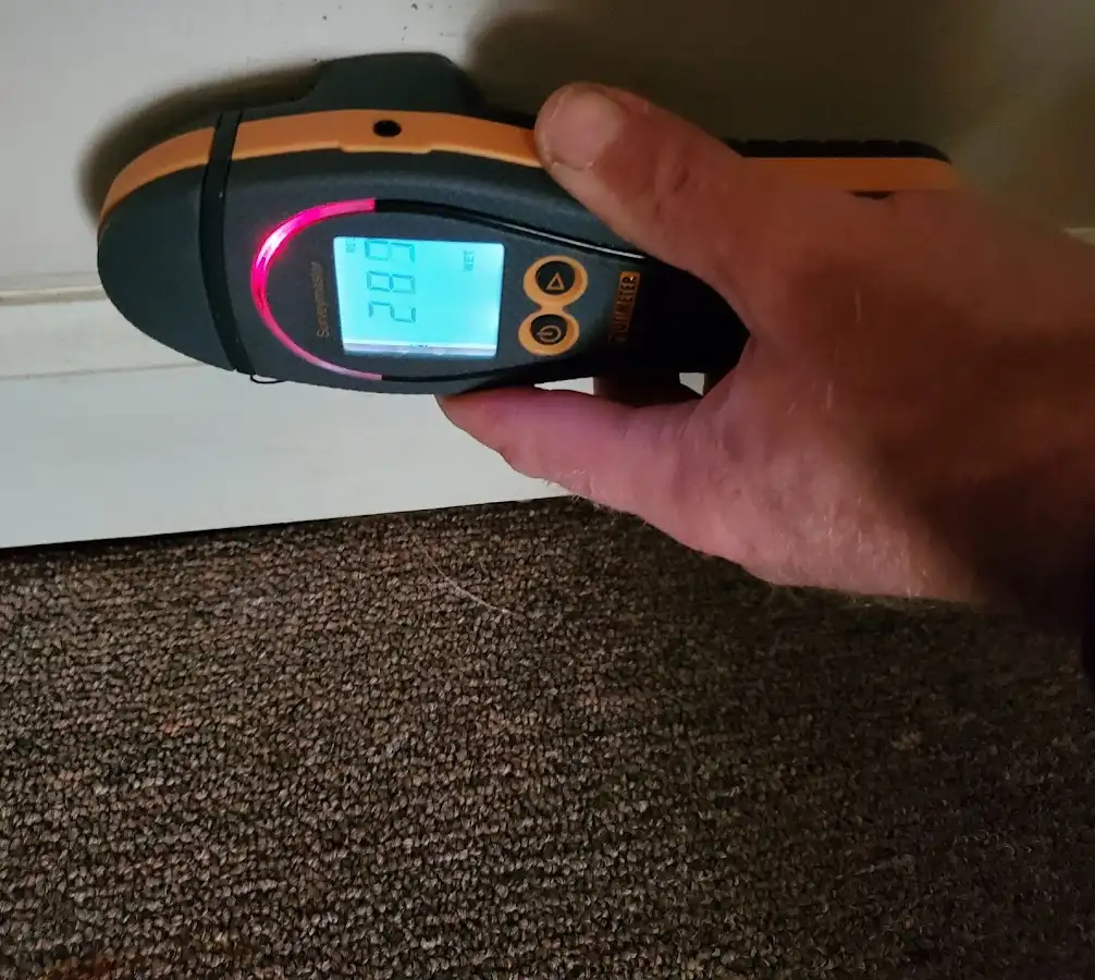 Moisture detection at baseboard during Mold Inspection & Testing in Barrington